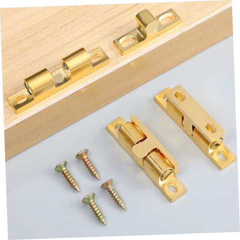 Heavy Duty Cabinet Latches Set 24 Pcs Golden Finish Brass Ball Tension Latches with screws for easy install on wooden surface