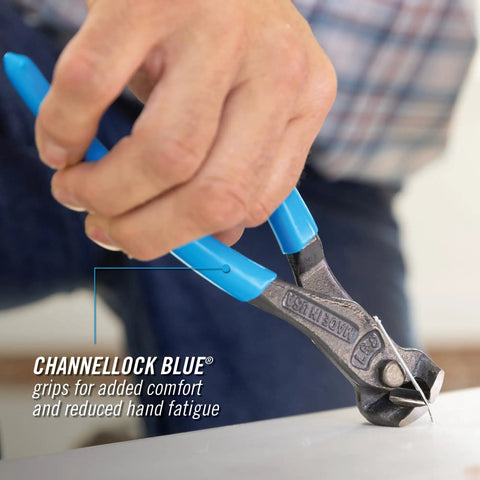 End Cutting Nipper Pliers Model 357 With High Leverage XLT Design Made In USA 7-Inch cutting wire with blue grips