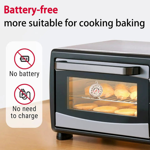 Pro Oven Thermometer With Extra Large 2.4 Inch Dial in electric oven with bread, no battery needed