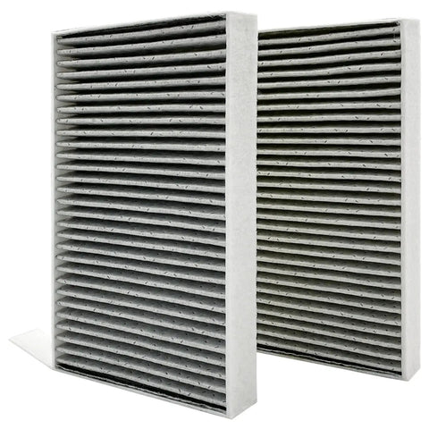 Tesla Model 3 And Model Y Cabin Air Filter With Activated Carbon Replacement For 2016 To 2024 Models showing filter material.