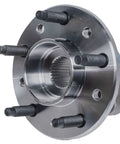 Front view of Front Wheel Bearing And Hub Assembly 4 Piece Set With ABS Sensor And CV Spindle Nuts, 5 Lug, for GM models