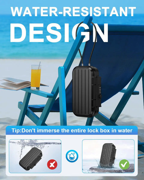 Portable Safe Box With 4 Digit Resettable Combination Lock For Travel On The Go Anti Theft Small Safe with chain on beach chair