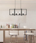4 Light Modern Farmhouse Kitchen Island Chandelier Matte Black Industrial Pendant Lighting For Dining Room Bar And Living Area
