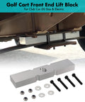 Crush Every Bump And Clean Up Your Cart Setup With This Heavy Duty One Inch Front End Lift Block built for Club Car DS Gas and Electric models, showing aluminum construction and hardware.