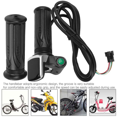 Electric Bike Throttle Grip With Key And LCD Display For 36V And 48V E Bikes And Scooters Speed Governing Thumb Throttle Waterproof 6 Core Cable Durable Ebike Throttle Bolt Kit For Smooth Acceleration