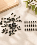 80 Pack Bronze Ball Chain Connectors in 3mm and 3.2mm Sizes with Bronze, Black, and Silver Clips, Durable Metal Fan Pull Chain Connectors for Jewelry, DIY, Crafts on fabric