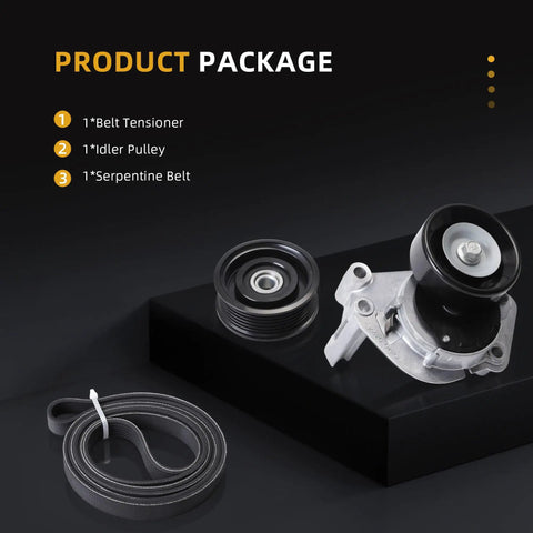 Premium Serpentine Belt Tensioner Idler Pulley Kit #38488 166200W100 For Toyota Tundra 4Runner Sequoia Land Cruiser Lexus LX470 4.7L V8 98-09 Heavy Duty Replacement That Keeps Your Ride Cruising Smooth Without The Rattle Or Slip Any More. package includes belt tensioner, idler pulley and serpentine belt