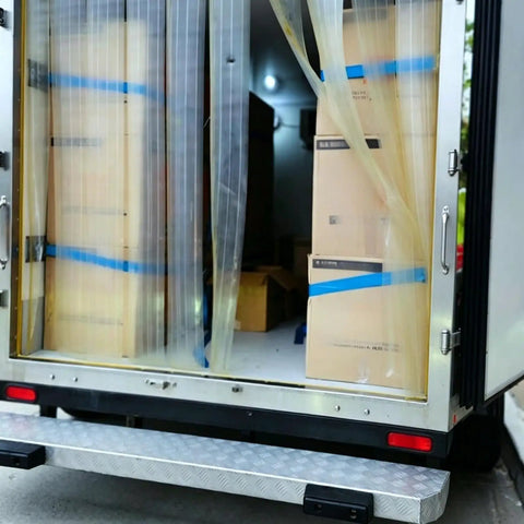 Sleek Portable Refrigerated Trailer Featuring Heavy Duty Mobile Cooling System For Catering Teams And Large Outdoor Events Keeps Everything Slick And Chilled On The Go showing sealed interior with boxes inside.