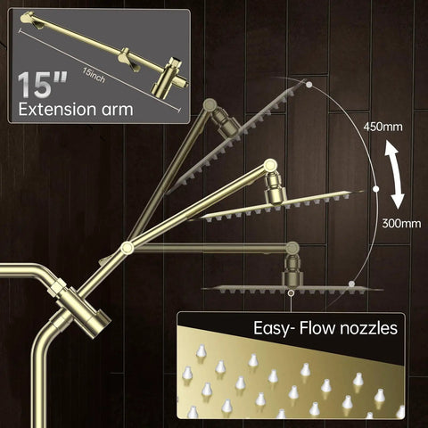 Top Grade 10 Inch Brushed Gold Rainfall Shower Head With Adjustable Handheld Sprayer Heavy Duty All Metal Build Smooth High Pressure Flow Zero Fluff Bathroom Upgrade
