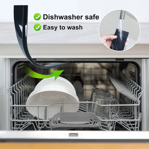 Stove Gap Cover 21 Inch Silicone Gap Filler for Kitchen Counter and Stove Heat Resistant Easy Install Easy Clean Black shown in dishwasher