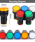 Blue LED Indicator Light 12V 5 Pack Energy Saving Panel Mount Indicator Lamp 22mm Hole Pilot Signal Light For Electronics Projects And DIY showing 22mm x 50mm mount
