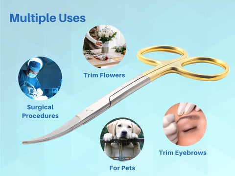 Double Curved Scissors Four And A Half Inch With Pro Grade Tungsten Carbide Inserts And Gold Plated Handle LaGrange Design