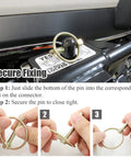 12 Pc One Quarter Inch Locking Hitch Pins With Ring Kit securing mechanism, shown installed on a towing connector, carbon steel pins.