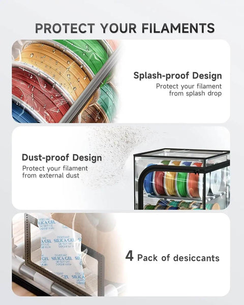 Maker Friendly Two Tier 3D Printer Filament Storage Rack splash-proof dust-proof design with transparent cover