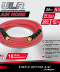 Ultra Lightweight Three Eighths Inch By Twenty Five Foot Rubber Air Hose With Three Eighths Inch NPT Ends, product display