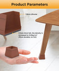 16 Piece Silicone Chair Leg Protectors With Felt Square Floor Pads shown on wooden leg with product details