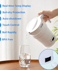 Foldable Electric Kettle 700ml Portable Collapsible Water Boiler With Keep Warm And Delay Start BPA Free 600W 304 Stainless Steel White In Use