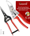 Heavy Duty Garden Pruning Shears Set With Japanese SK5 Steel Blade And Long Straight Snip, ergonomic grips, close-up view