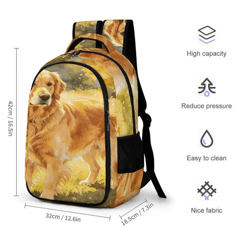 Dope Warm Autumn Pet Floral Printed Unisex Backpack With Large Capacity Durable Polyester Breathable Fabric Smooth Zipper