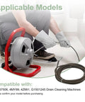 User operating 62235 Drain Cleaning Cable Sewer Snake Auger 5/16 Inch By 25 Foot Hollow Core Drop Head with machine.