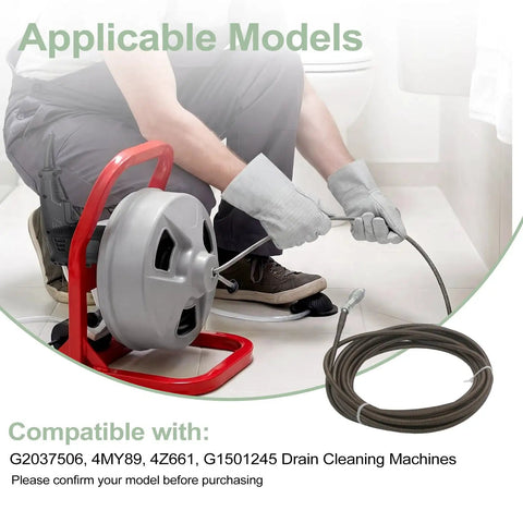 User operating 62235 Drain Cleaning Cable Sewer Snake Auger 5/16 Inch By 25 Foot Hollow Core Drop Head with machine.