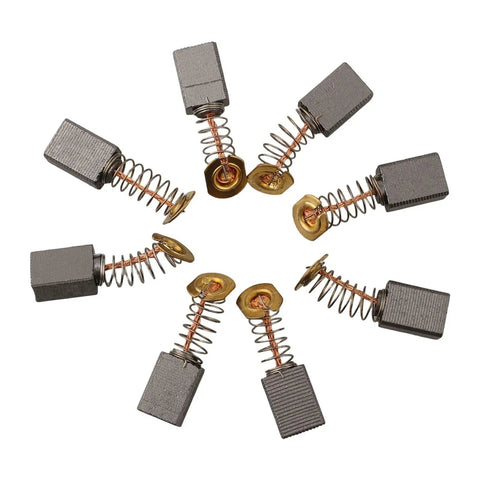 8Pcs Carbon Brush Replacement Compatible With RT0700CX3 RT0700C RT0701C Power Tools arranged in a circle on white background