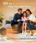 Family enjoying warmth with Tiny But Mighty Ceramic Space Heater With 1200W Quick Heat Two Modes Ultra Quiet Personal Heater.