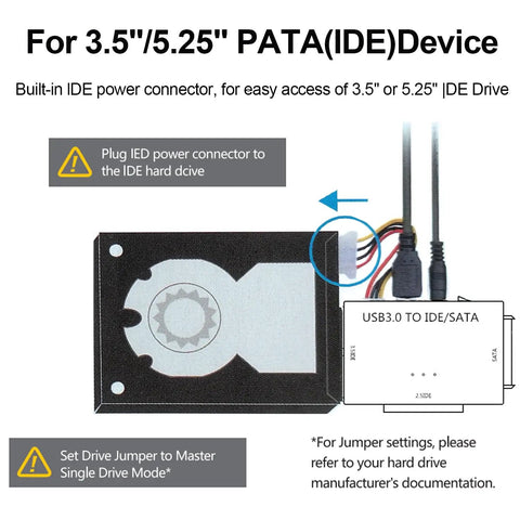 3 In 1 Universal Hard Drive Adapter For 2.5 And 3.5 Inch SATA IDE HDD SSD To USB 3.0 Reader, Up To 5Gbps, Fast Data Transfer, Backup And Recovery, Dual Head IDE 40 44 Pin, Supports CD DVD Optical Drives, 3.5/5.25 IDE device