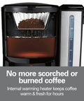 One Press Programmable Dispensing Coffee Maker No Carafe For Fresh Coffee On Demand 12 Cup Capacity, showing internal brewing system.