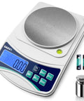 High Precision Digital Lab Scale 1000G Capacity At 0.01G Increments For Lab Jewelry And Kitchen Use With 100G Calibration Weight And 2 AAA