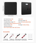 Go-To 20W 12V Solar Panel Battery Charger And Trickle Maintainer kit with dimensions, specifications, and included accessories.