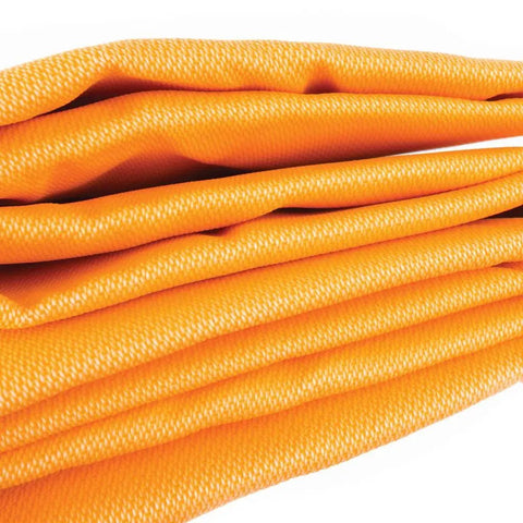 Silicone Coated Emergency Fire Blanket 40 By 40 Inches in folded view, bright orange, silicone-coated material, no fiberglass mess