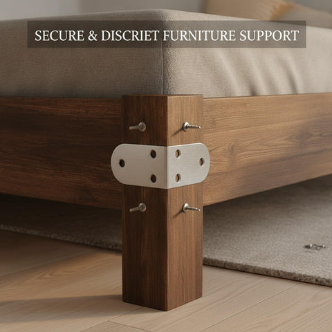 Four Pack Stainless Steel L Brackets 90 Degree Corner Supports For Furniture And Shelves with mounting screws on bed frame