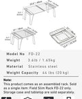 Expandable Slim Camping Rack Foldable Gear Shelf for Tent, Car, and RV Camping, Adjustable 15 to 23.6 Inches, Stackable Portable Outdoor Storage with Tool-Free Hook-On Legs