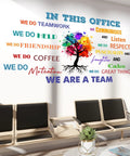 Office Wall Decals Inspirational Quotes Peel And Stick Motivational Stickers For Workspace Boss Vibes Positive Sayings Waterproof Vinyl With Two Sizes 5 Pack Teamwork Motivation Decor on white wall above office chairs
