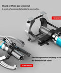 Heavy Duty 5 Ton Hydraulic Gear Puller And 3 Jaw Wheel Bearing Extractor showing 3-jaw and chuck modes for versatility.