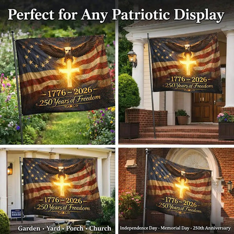 Three By Five Foot Double Sided 3 Ply Outdoor American Flag For 250th Anniversary We The People 1776 2026 Patriotic Yard And House Banner