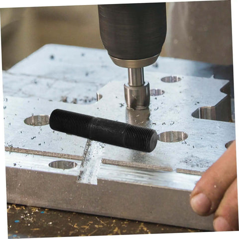 Manual Hole Knockout Puncher Tool Kit with Hydraulic Punch Driver in use on metal sheet