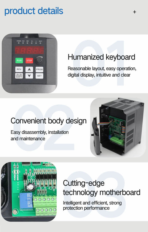 Workhorse 2.2KW 110V Variable Frequency Drive VFD Inverter control and motherboard details