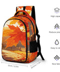 Warm Fall Maple Landscape Backpack For Men And Women, Unisex Large Capacity Daypack with autumn leaf design and sturdy zipper