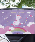 Baby Safe Car Sun Shade With Double Opening Side Window Coverage For A Private Ride Five Layer UV Blocking Mesh Unicorn Design