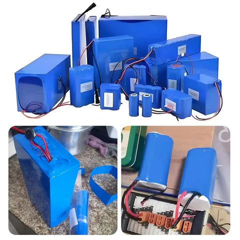Blue PVC Battery Wrap Heat Shrink Tube For 18650 21700 26650 Lithium Cells And DIY Battery Packs Flat Width 3.9in 100mm Length 9.9ft 3m Heavy Duty Protection And Insulation For Your Builds, wrapped battery packs