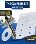 Marine Grade Stainless Steel Screw Snap Kit For Boat Covers And Canvas Includes Ten Screws And Ten Clear Vinyl Backing Washers