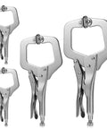 4 Piece Heavy Duty Locking C Clamps Set With Swivel Pads 6 Inch 9 Inch And 11 Inch Vise Grips for Welding and Metalwork