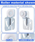 Sliding Closet Door Roller Kit For 3/4 To 1-3/8 Inch Thick Doors With Scroll Wheel Tracks And Screws, nylon and steel rollers