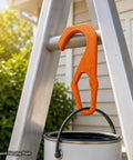 Orange Ladder Hook For Wall Painting And Home Maintenance Hang Paint Cans And Small Tools On A Ladder Rung With A Curved Top Over The Rung And A Lower Opening For Quick DIY Fixes And Clean Worksite Organization on aluminum ladder with paint can