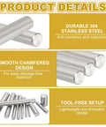 Kickass 304 Stainless Steel Dowel Pins 10Mm By 70Mm 4 Pack showing smooth chamfered ends for easy use in furniture assembly.