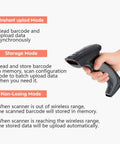 Hand holding Wireless Barcode Scanner With USB Cradle Charging Base Plug And Play Setup 328 Feet Transmission Range 1D Cordless Laser Barcode Reader Portable Handheld Scanner For Retail Supermarkets And Warehouse