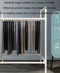 Space Saving Trouser Rack With 15 Heavy Duty Pants Clips And Smooth Wheels displaying trousers neatly hanging vertically