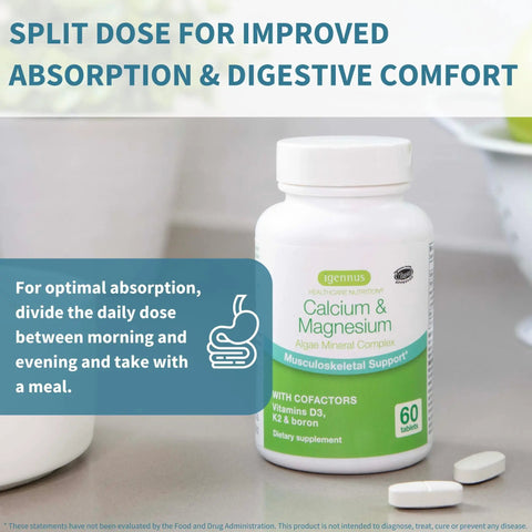 Red Algae Calcium Magnesium Complex With K2 D3 And Boron For Strong Bones And Bone Health Real Deal High Absorption Minerals Split Dose